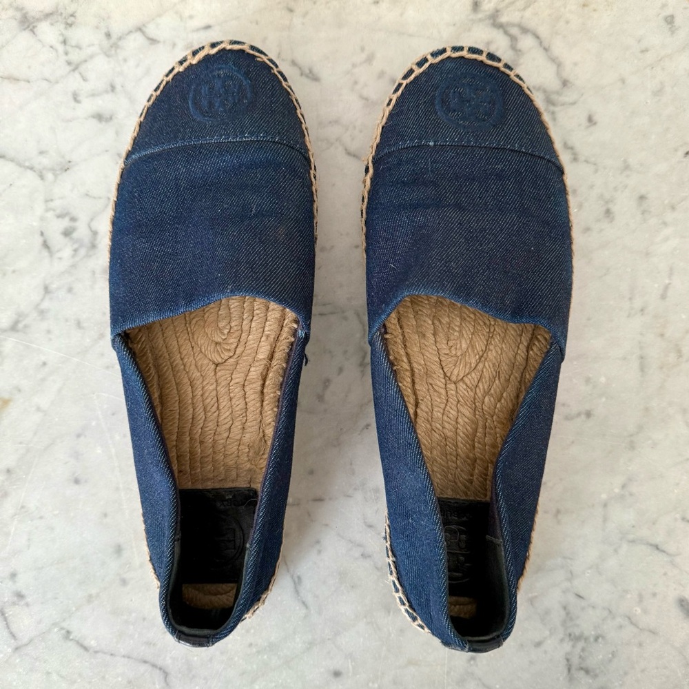 Tory Burch Dark Blue Denim Flat Espadrille size 8 - Picture 3 of 8